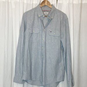 Tommy Hilfiger Size XL Men’s Button Down Custom Fit COUPE SUR MESURE Blue